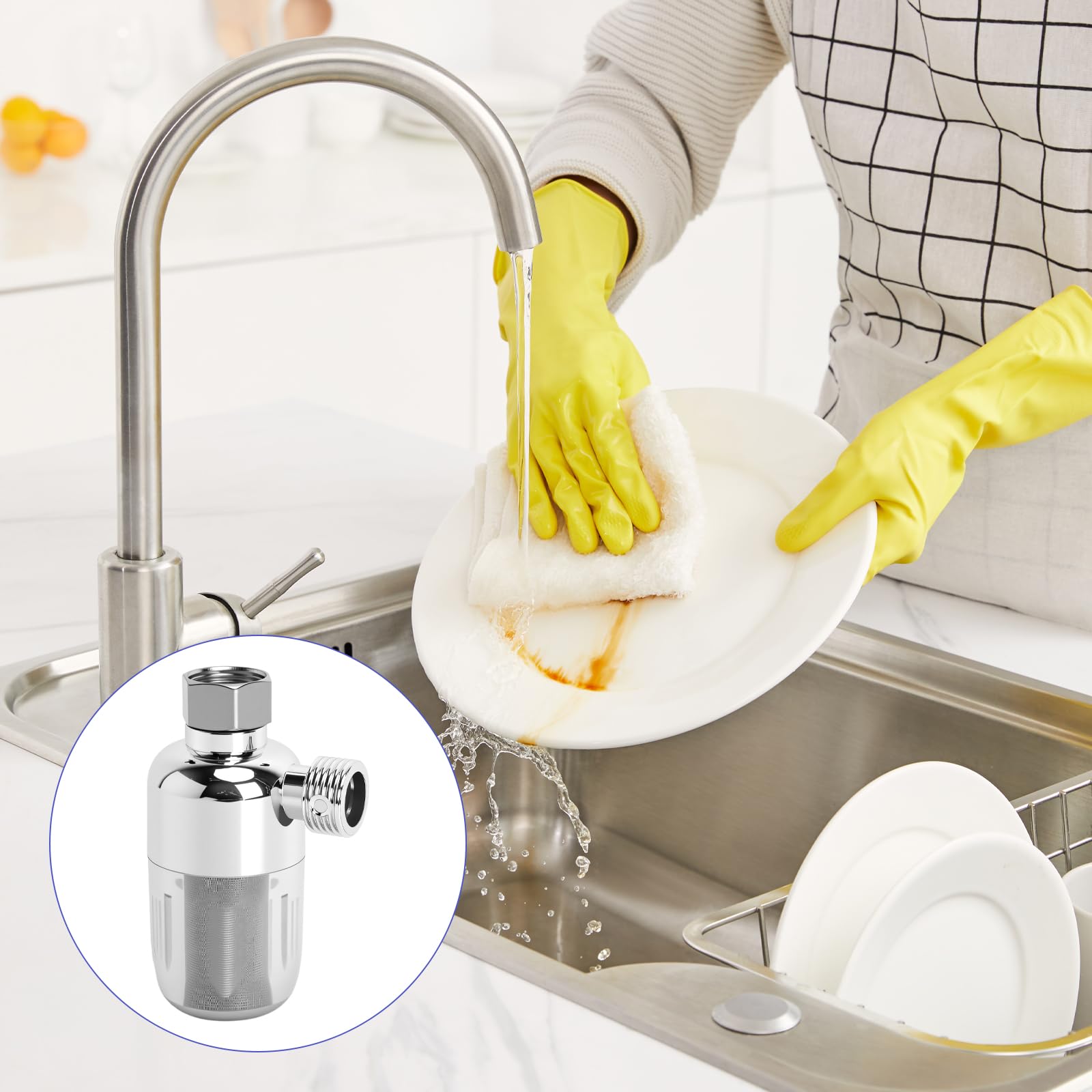 2 sztuki filtrów do wody, filtr wstępny do systemu wodnego z taśmą uszczelniającą i elementem filtrującym ze stali nierdzewnej 40μm do podgrzewaczy wody, toalety, pralki, kranu