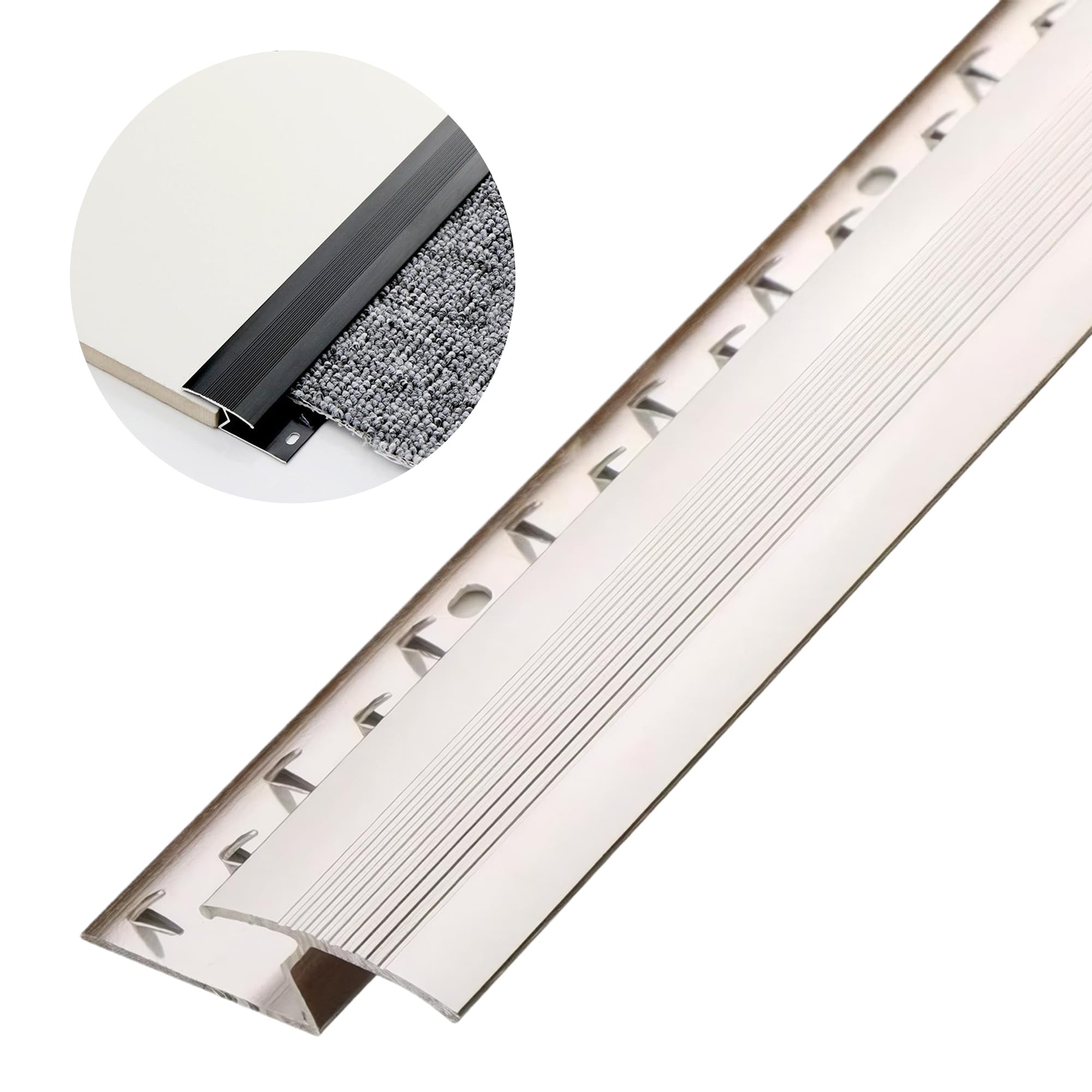 ABPETE Aluminum Alloy Floor Transition Strip:Cuttable Carpet Edge Protector,Carpet to Tile Threshold Strip,Door/Carpet/Tile/Threshold Reducer,Carpet