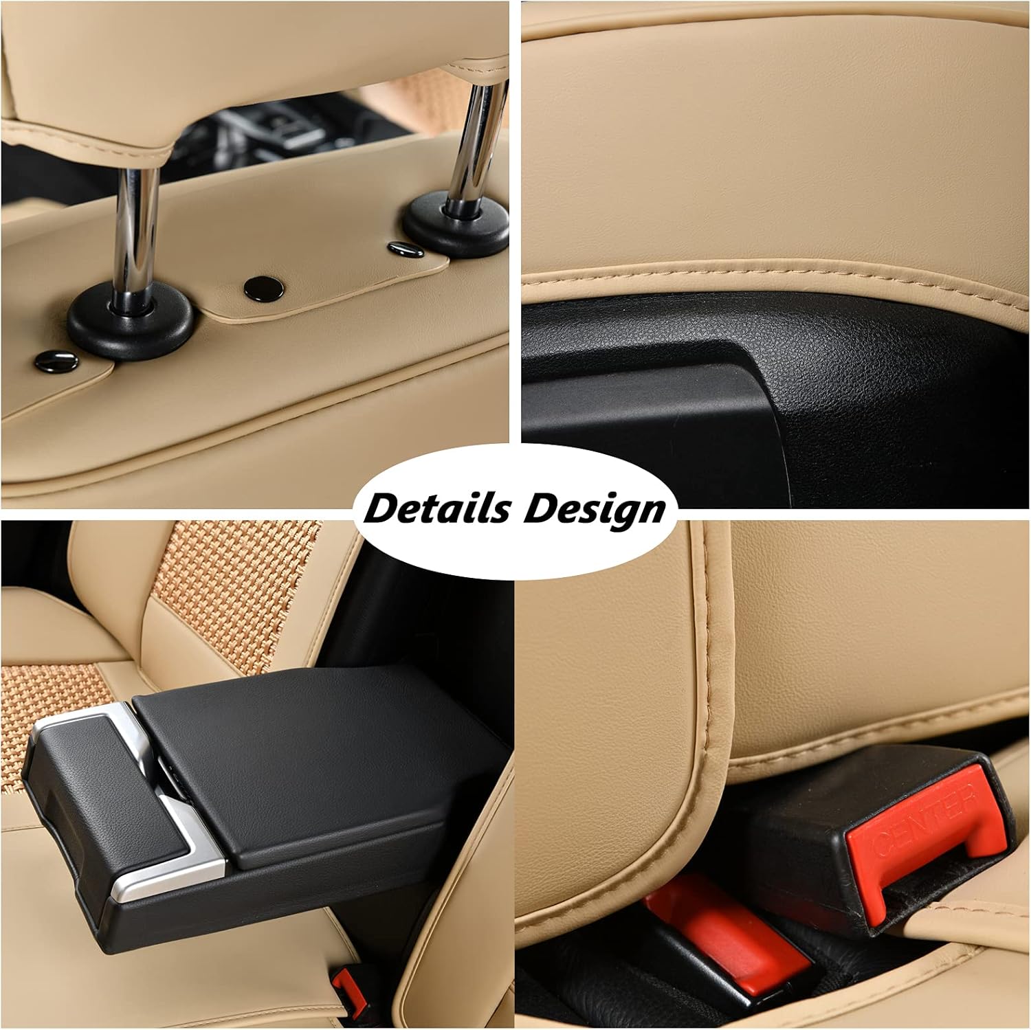 Suреr Dеаl Prоduсt Coverado Auto Seat Covers, Super Breathable Faux Leather Car Seat Cushions, Waterproof Auto Interiors Full Set, Universal Fit Most Vehicles, Sedans and SUVs, Beige