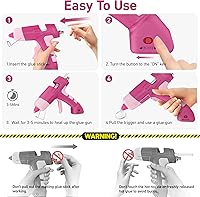 Vista 3 de Pistola de pegamento caliente con 30 barras de pegamento, juego de pistola de pegamento caliente rosa recargable de 20 W, mini pistola de pegamento