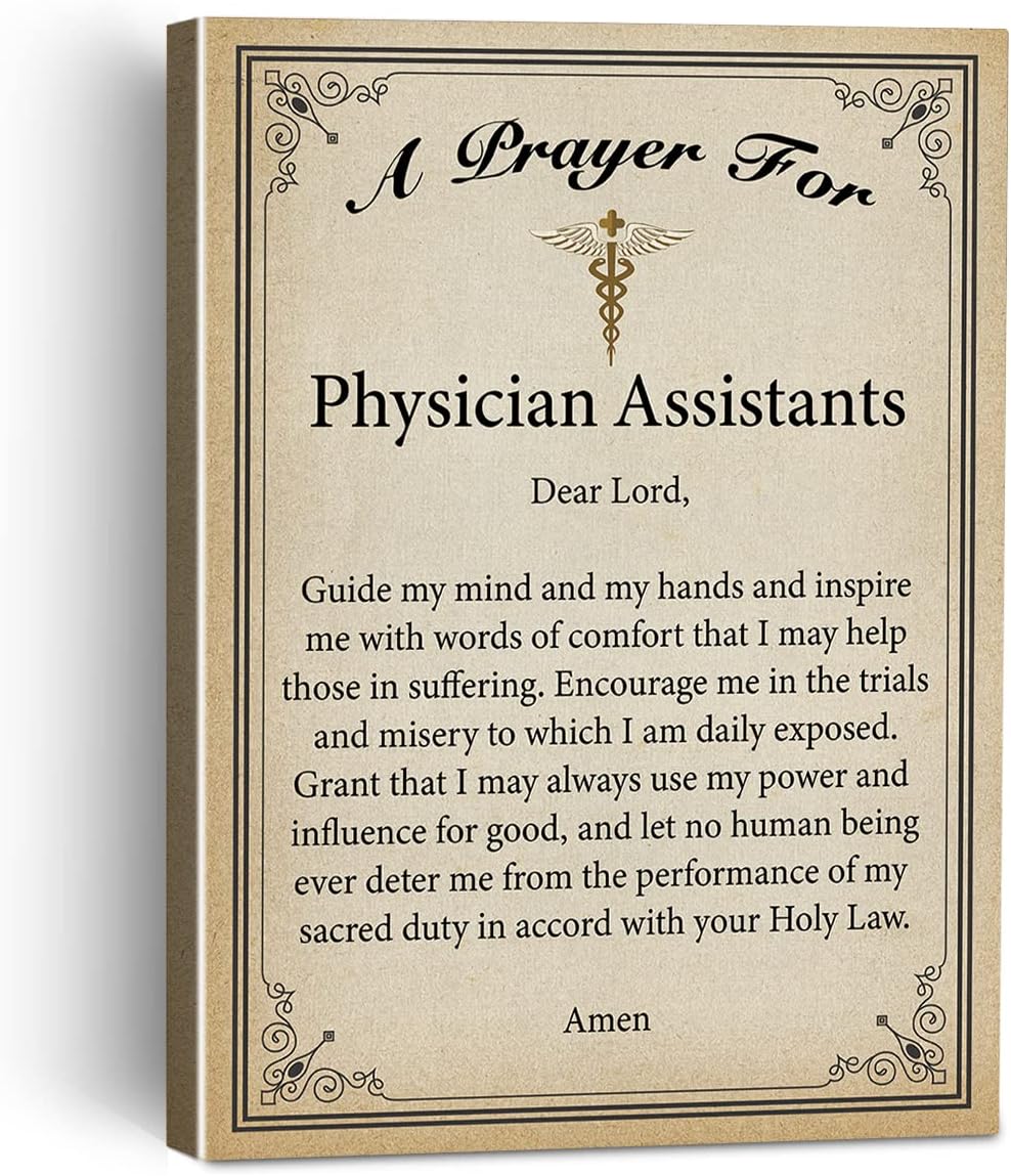 Motivational a Prayer for Physician Assistants Quote Canvas