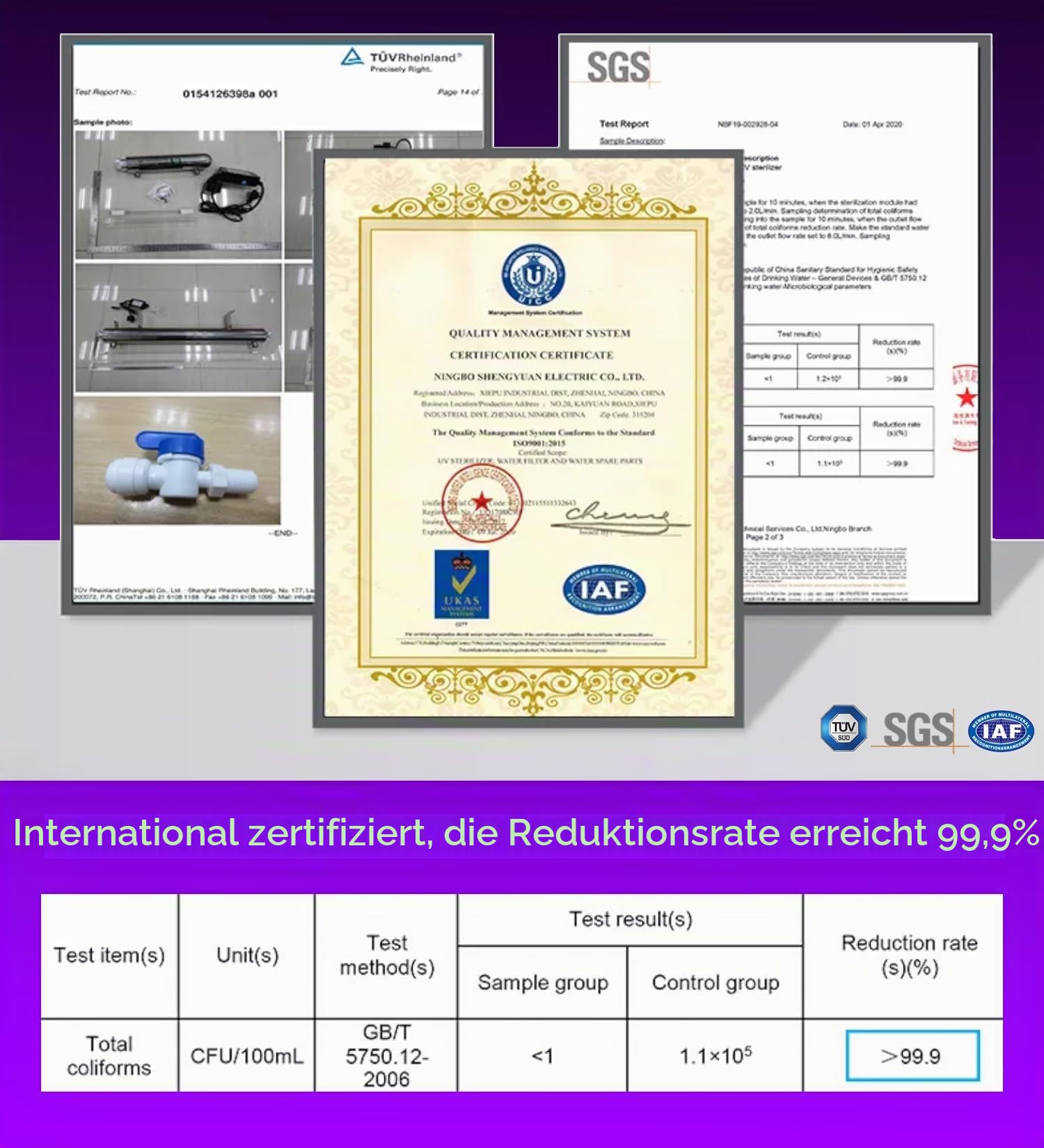 ALTHY UVF-FS11 Ultraviolett-Wasserfilter, UV-Wassersterilisator für Untertisch-Wasserreiniger oder Umkehrosmosesystem, mit intelligentem Durchflusssensorschalter, 1 GPM, 110–240 V, 11 W
