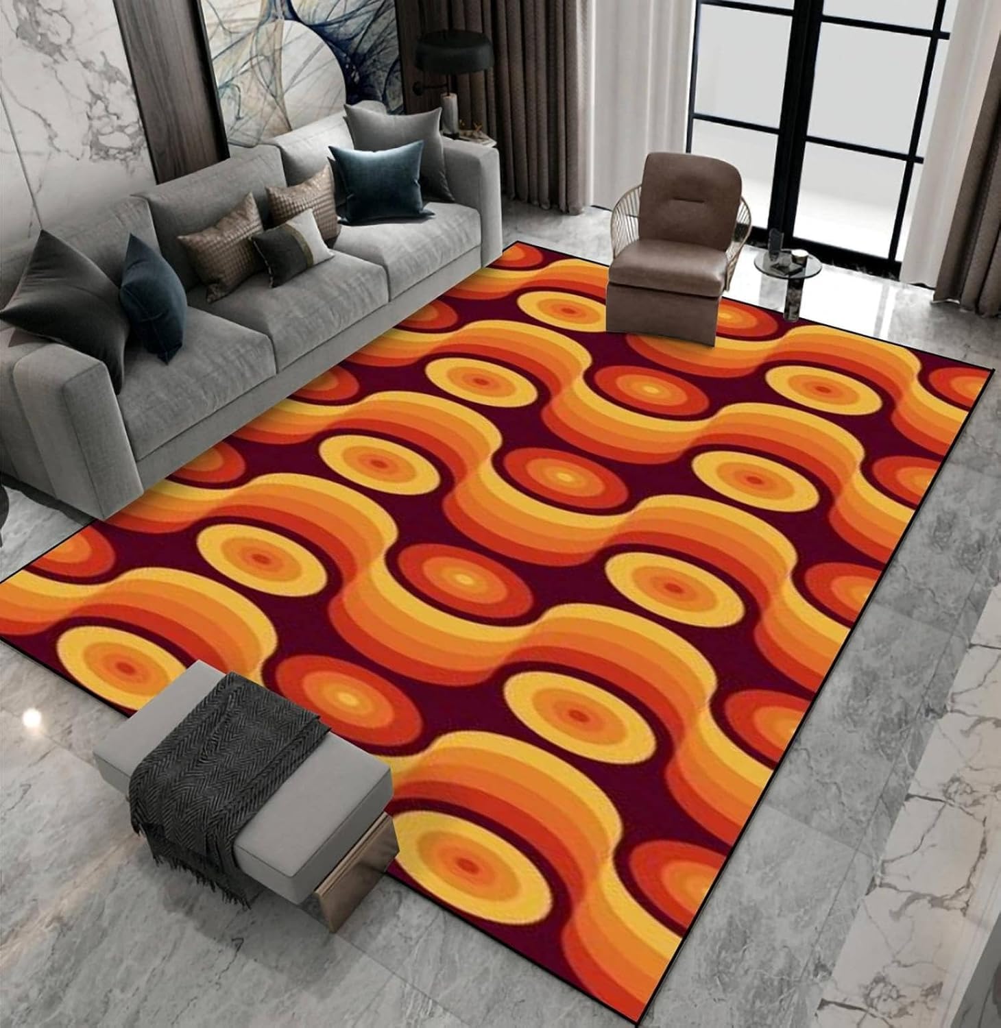 Tapis géométrique abstrait 120x160 cm pour salon et chambre moderne