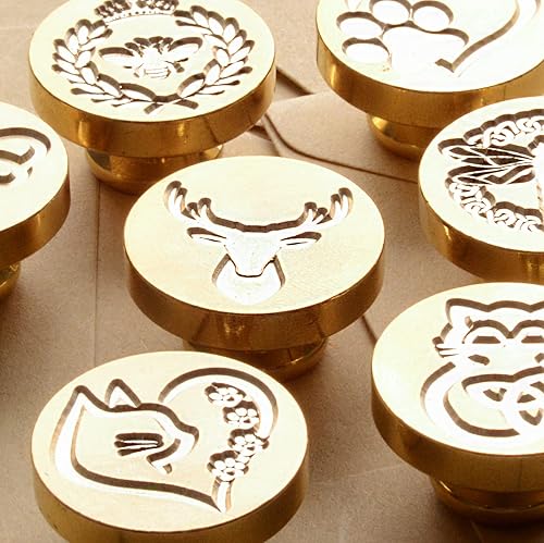 Miniatura 6 de Sellos de cera de sellado de patrones de animales, sellos de cobre y empuñadura de madera, kit de sellos de cera para sobres de tarjetas, embalaje