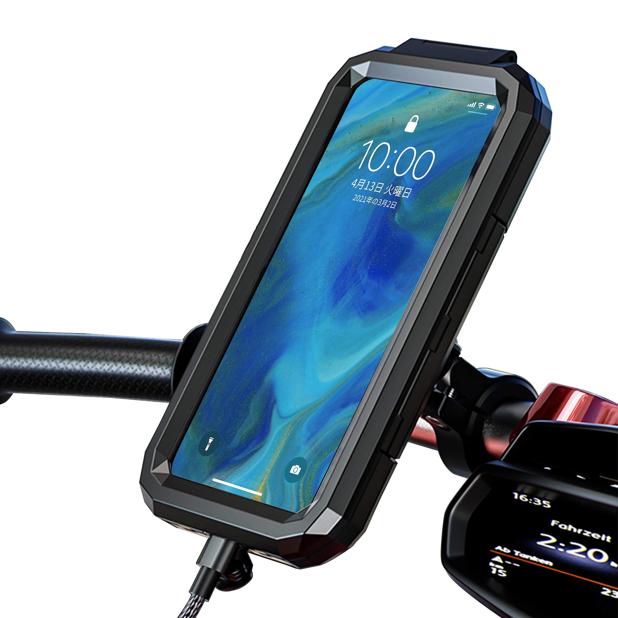 YOVDABike Phone Holder, [New 2021] Motorbike, Waterproof 360 Degree Rotation Universal Bicycle Handlebar Phone Mount Holder for 3.5 inch to 6.8 inch Smartphones (L(5.5-6.8inch)), Black, M18L