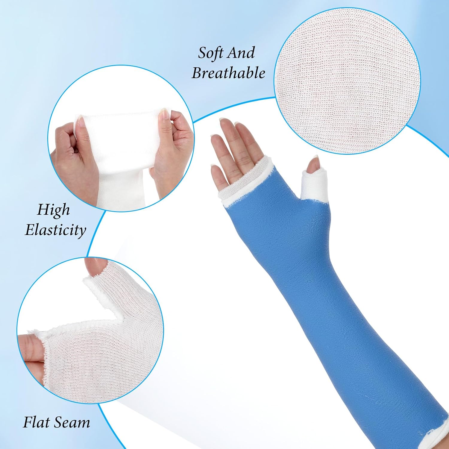 Qianyu 10PCS Hand Socks for Splint Breathable Thin Stockinette Tubing Arm Elastic Wrist and Thumb Spica Wrap Liner Soft Wrist Arm Under Cast Wrap Stockinette Protective Arms Cover for Wrists Brace