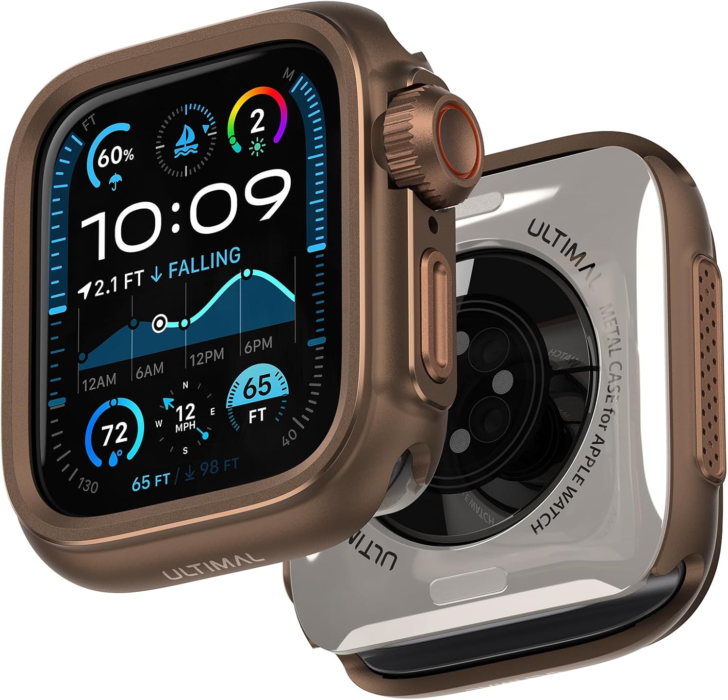 ULTIMAL Metal Case Compatible with Apple Watch Series 11/10 46mm with Back Cover, Military Grade Shockproof Protective Case, Rugged Cover for iWatch 46mm (Black)