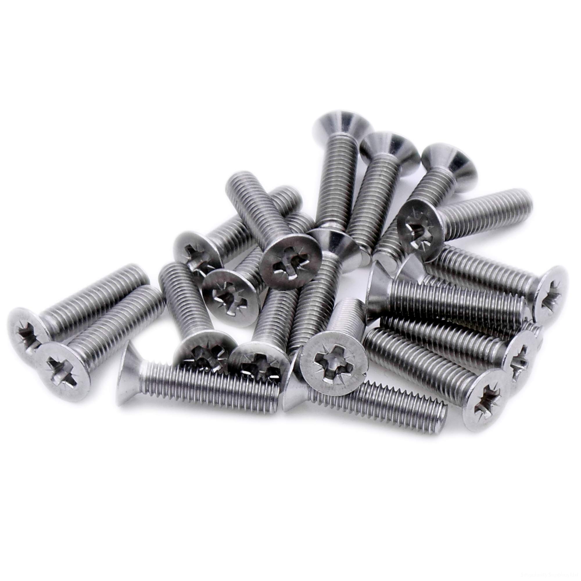 Singularity Supplies M2.5 (2.5Mm X 25Mm) Pozi Countersunk Machine Screw (Bolt) - Stainless Steel (A2) (Pack Of 20)