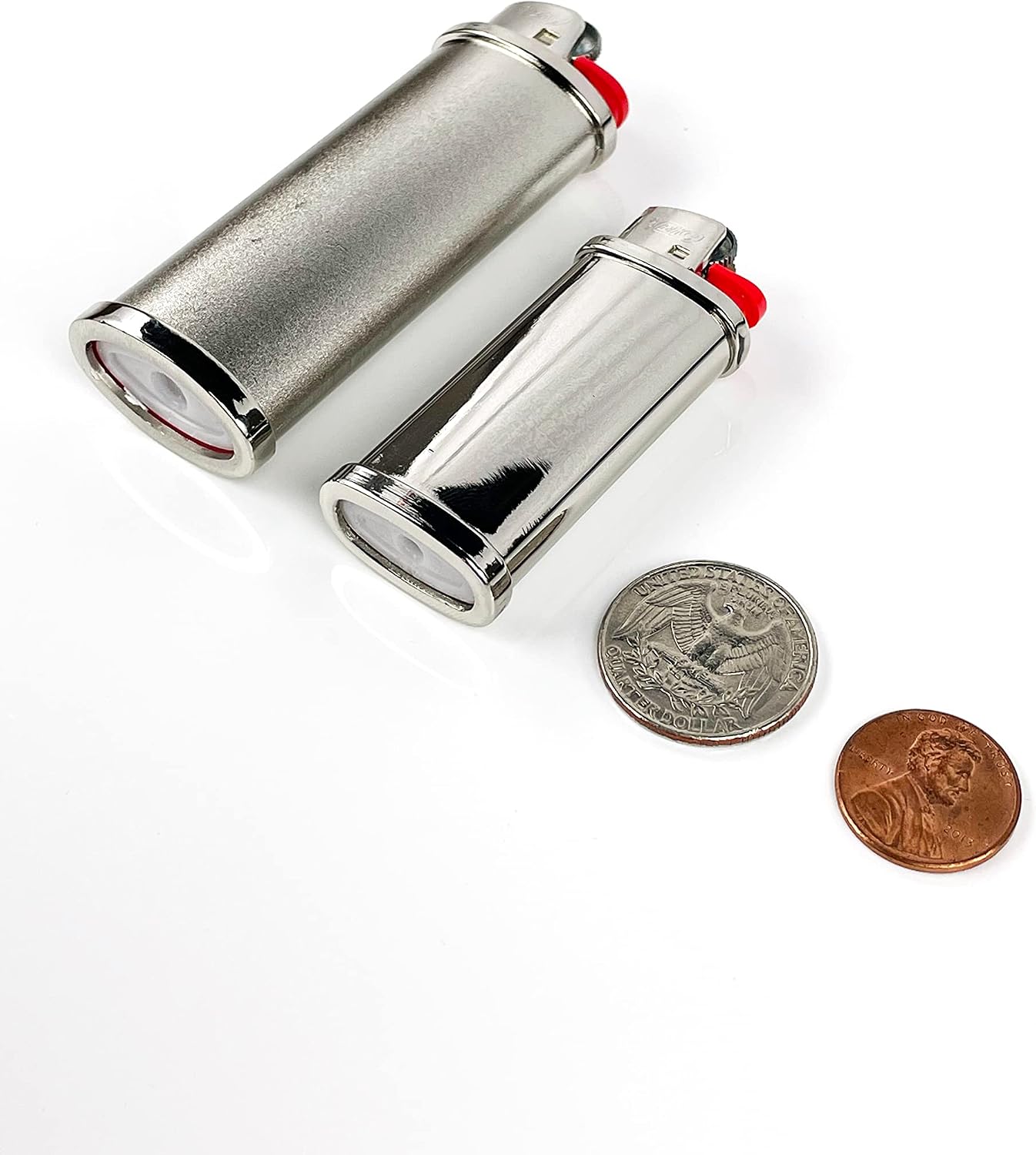 DIYLuxury Silver Metal Lighter Case Cover fits BIC Standard J6 Lighter EZ Reach Lighter Heavy Duty Reusable Lighter Case Cover - 10 Pack (Silver)