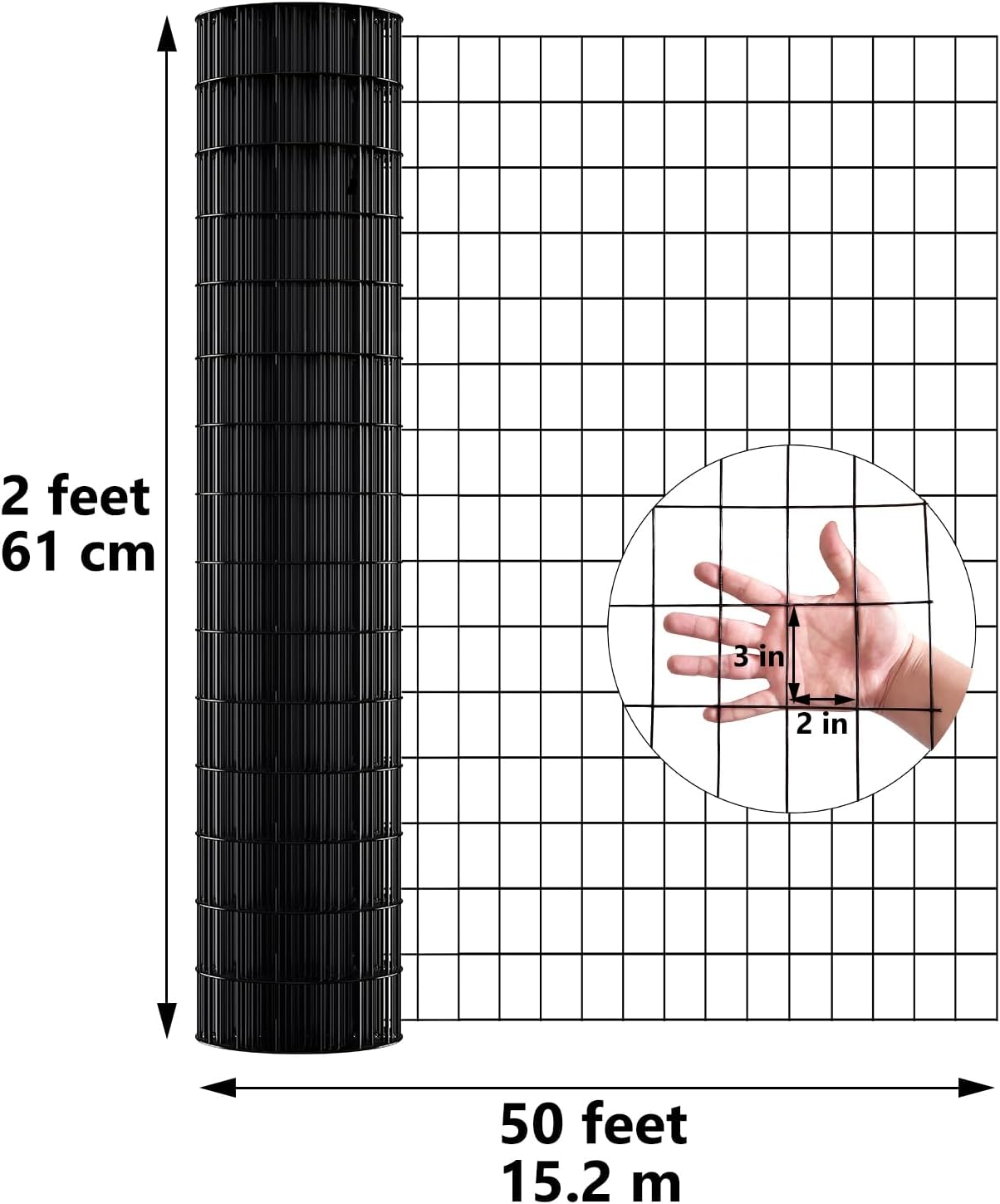 Fence Posts 3 Feet, Pack of 10 + Welded Wire Fence 2ft x 50ft