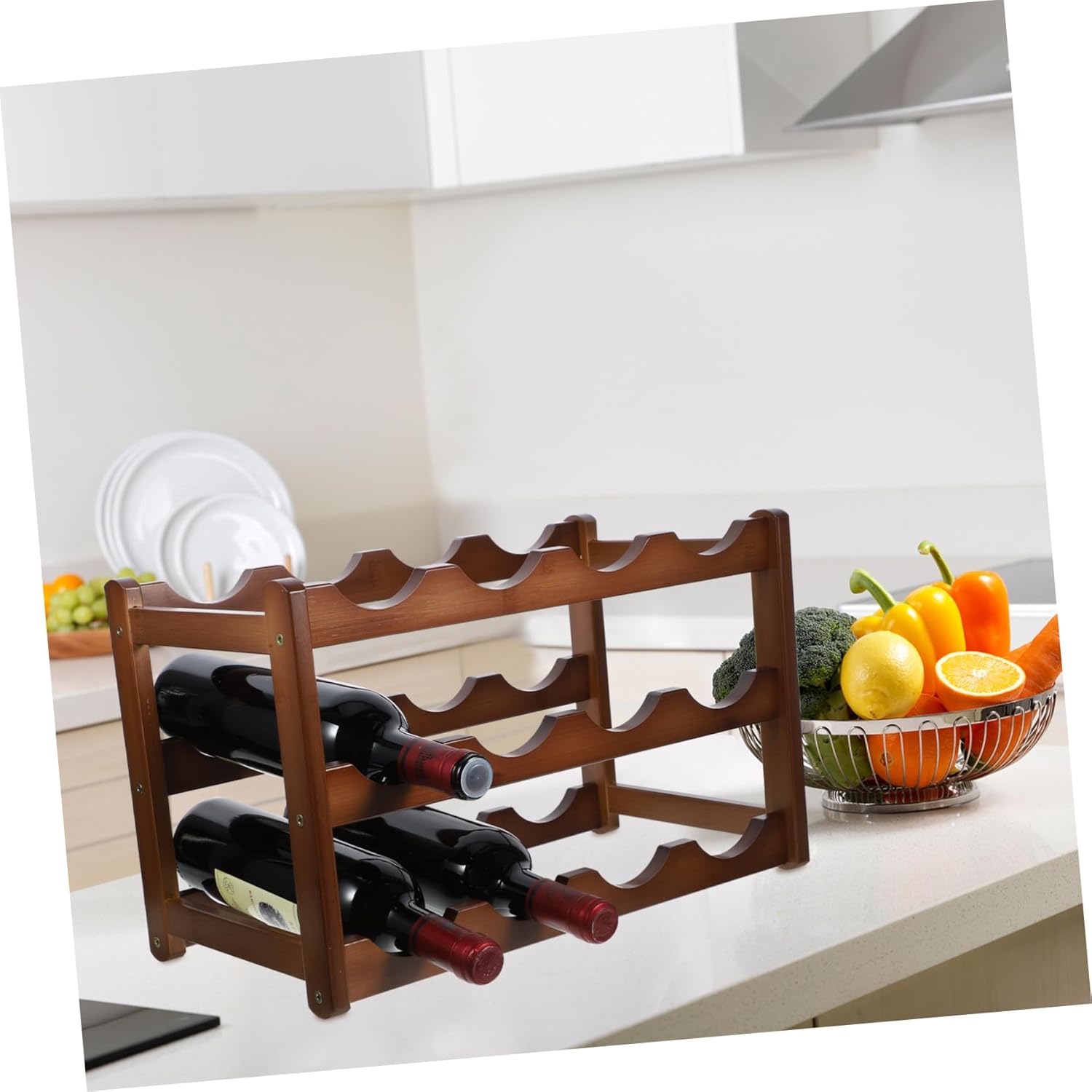 Elegant Bamboo Wine Rack Freestanding Wine Organizer for Home Counter Holder