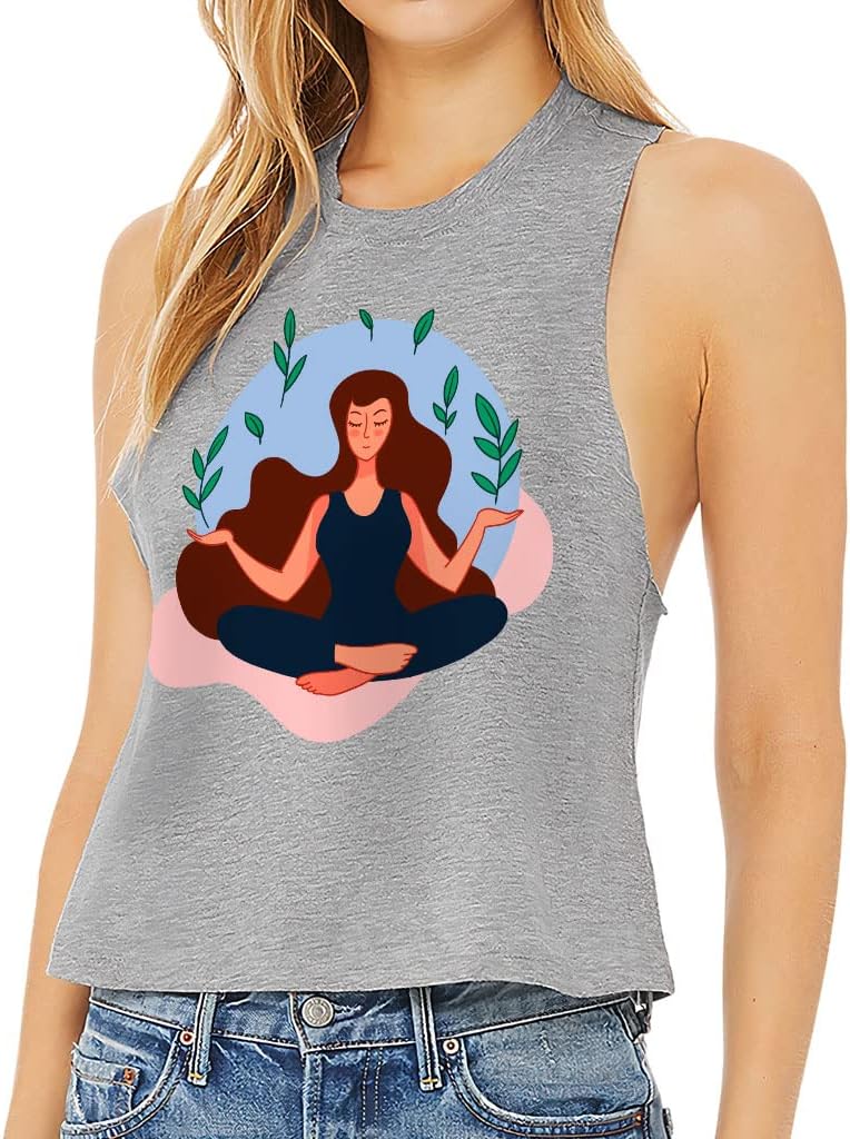 Meditation Racerback Cropped Tank - Cool Art Women's Tank - Trendy Design Tank Top