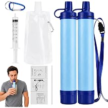 Emergency Water Filter Straw, Portable, Lightweight, for Hiking, Camping, Travel 2PCS
