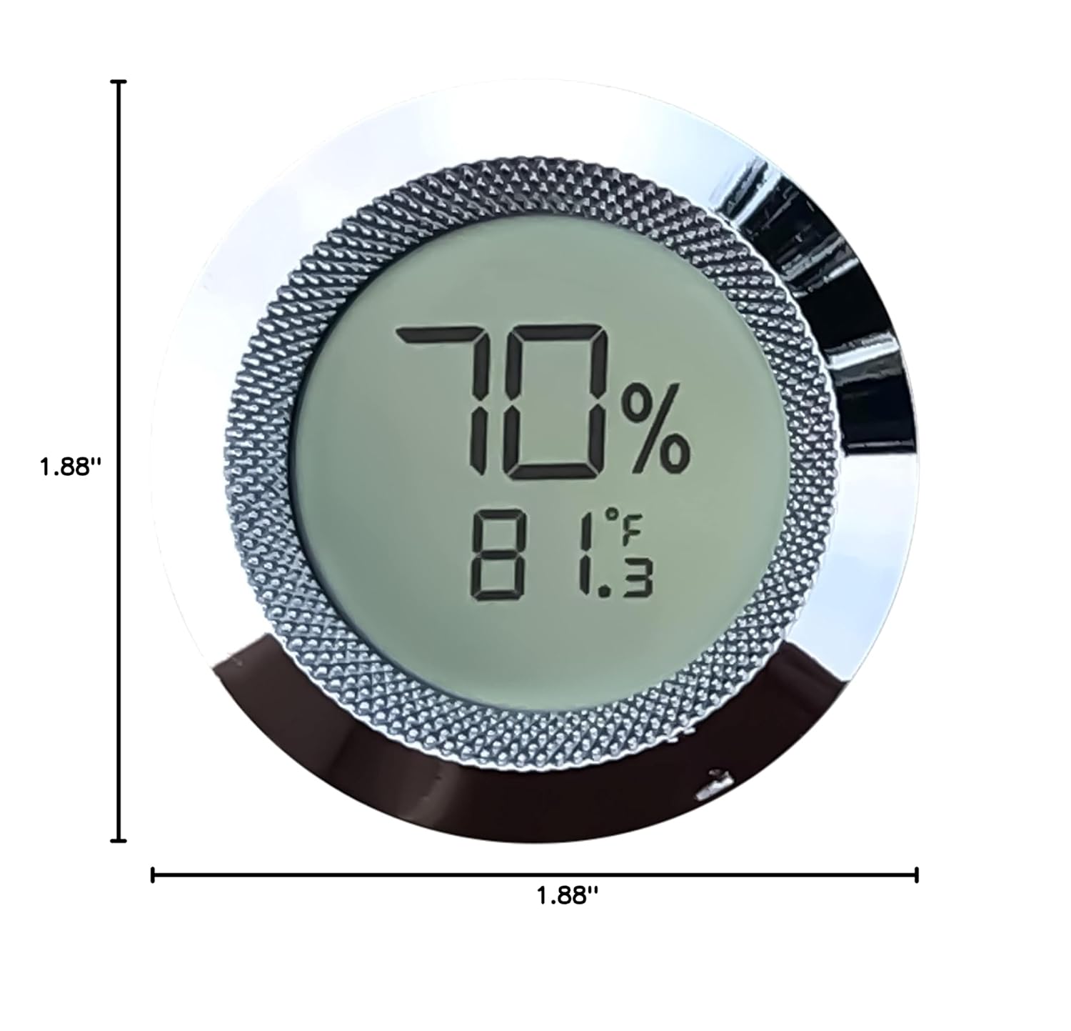 Prestige Import Group Round 2" Digital Hygrometer Thermometer for Cigar Humidors - Silver - 2 Pieces