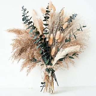 Dried Pampas Grass Bouquet with Bunny Tails and Reed Grass for Wedding Decor, Boho Home Centerpiece, Farmhouse, Western, Nursery, Office, Beach, Table Arrangement
