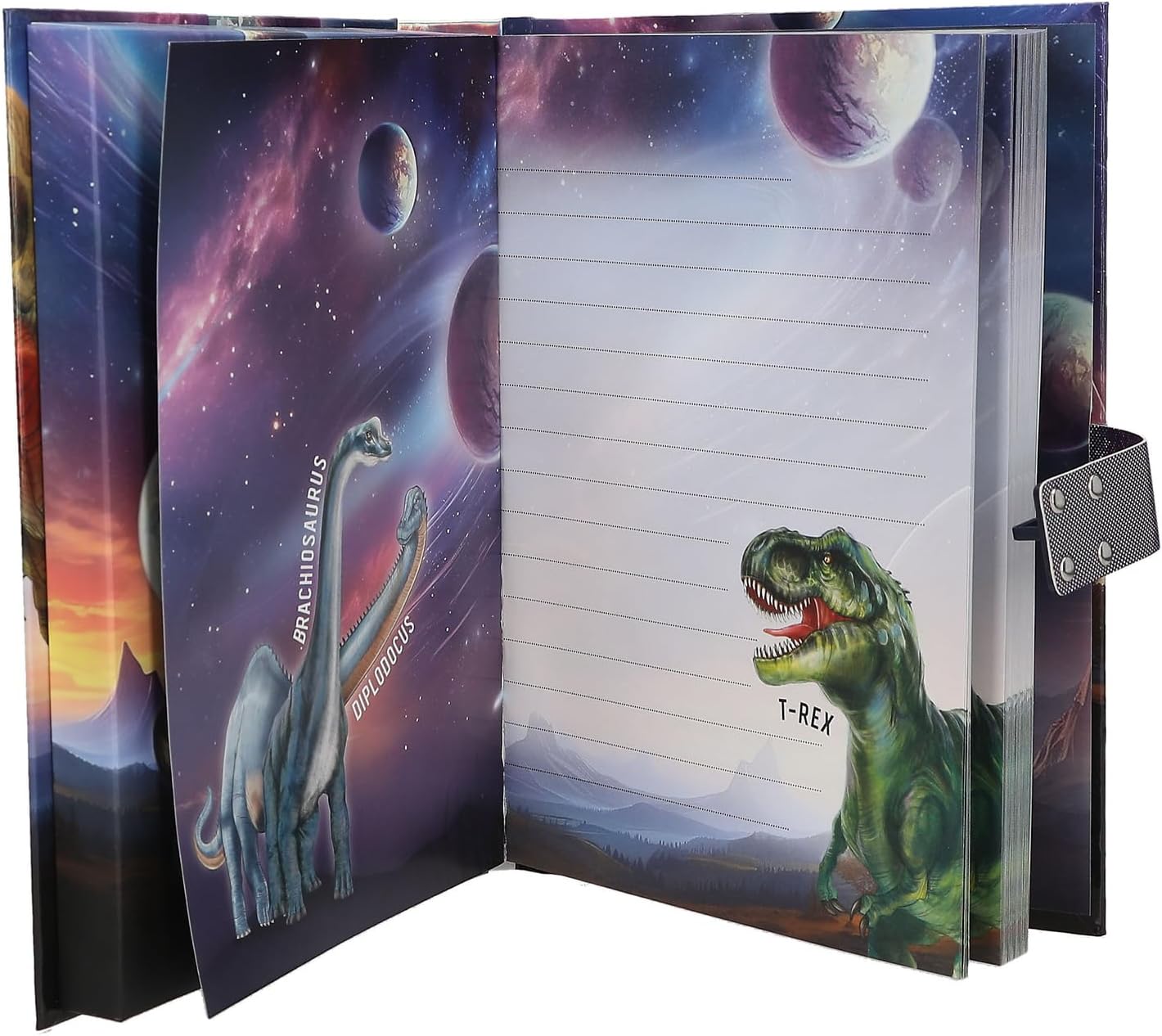 Depesche 13581 Dino World Diary with Number Code and Sound, Book in Blue and Purple, with T-Rex Motif and 192 Lined Pages
