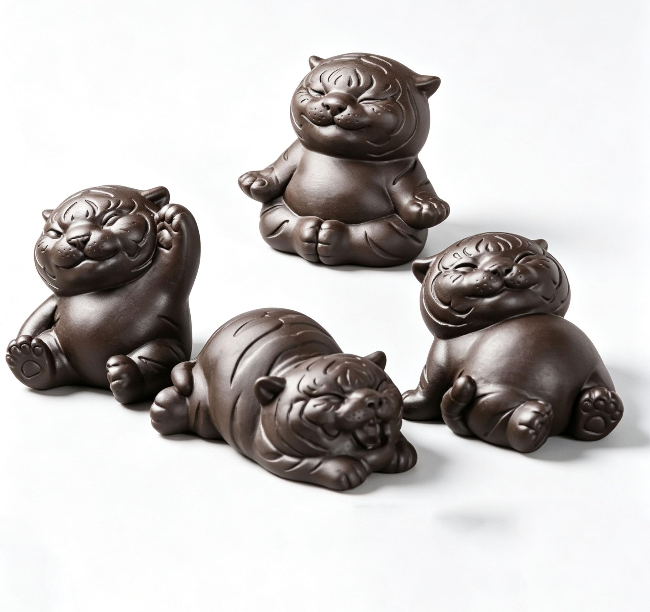 Ceramiczne figurki tygrysa zestaw 4 sztuk dekoracja stołu herbacianego Ornament rzemiosło akcesoria do herbaty