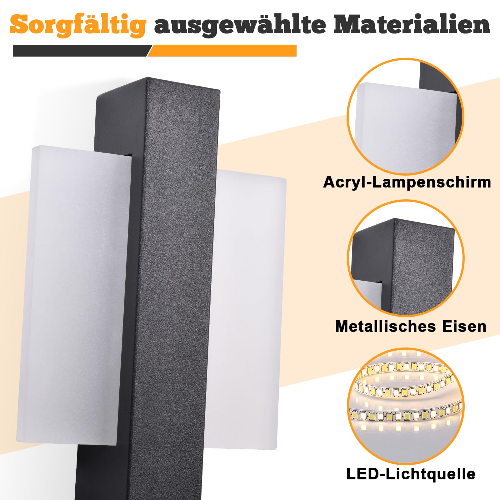 ZMH 2ER LED Wandleuchte Innen Wandlampen Mit Zugschalter Schwarz Flurlempe