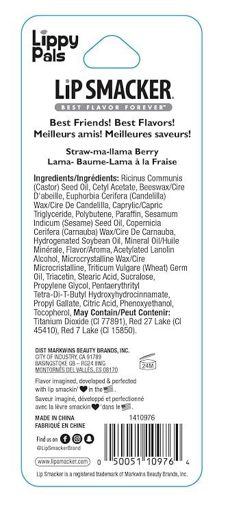 Lip Smacker Lippy Pals Llama and Fox Flavored Lip Balms with Strawberry and Apple Flavors, Hydrating and Protecting