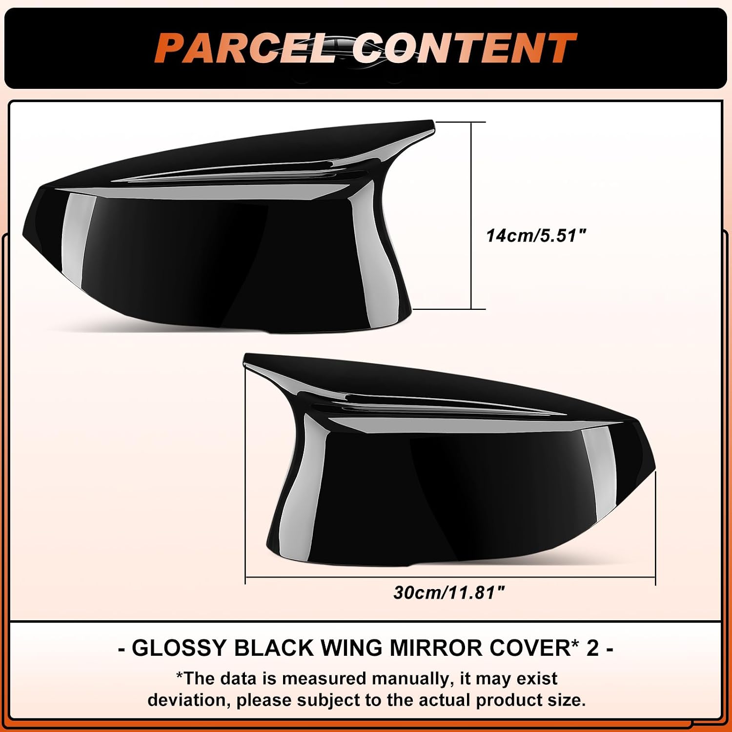 Glossy Black Mirror Cover Caps Rearview Side Mirror Covers Fit for Infiniti Q50 2014-2022 Infiniti Q60 2017-2022 Left Driver Side Right Passenger Side-2 PCS
