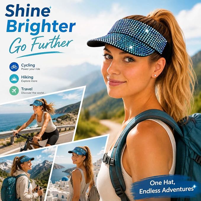 Visera de sol brillante con pedrería para mujer miniatura 3