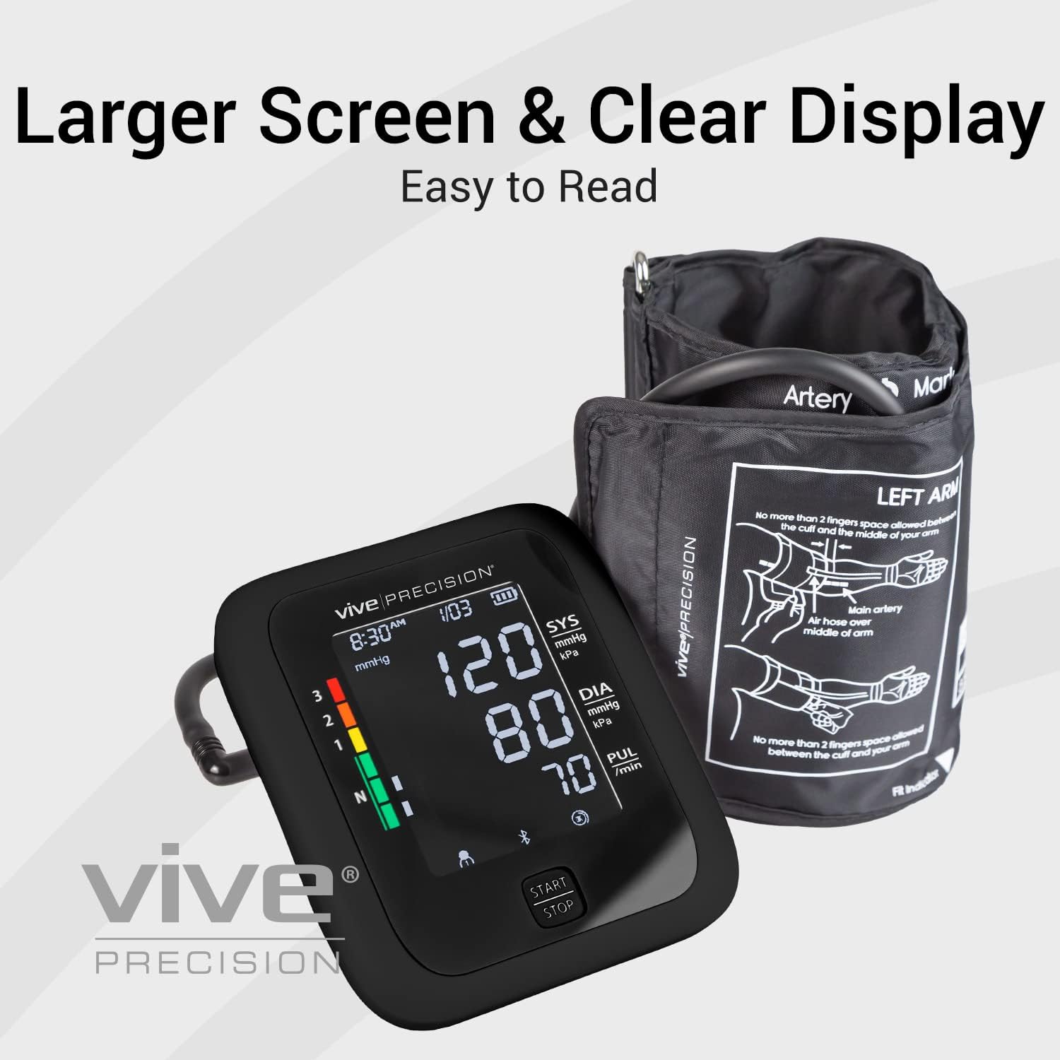 Vive Precision Blood Pressure Monitor, Cuff, & Case - Smartphone Accurate Electronic Health Monitoring System - Wireless Automatic Digital Machine for Women, Men, Adults