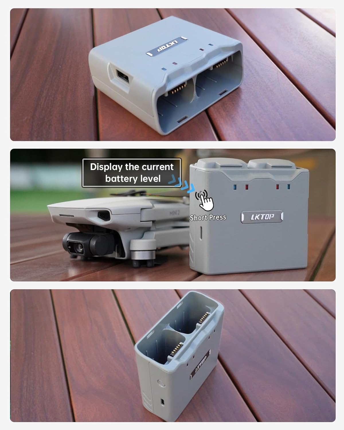 LKTOP Mini 4K Battery Charging Hub, Mini 2/SE Fast Charger for DJI Mini4K/Mini2 Series Drone with 30W USB-C Power Adapter, Charging Dual Batteries Simultaneously, Charging Discharging Mode