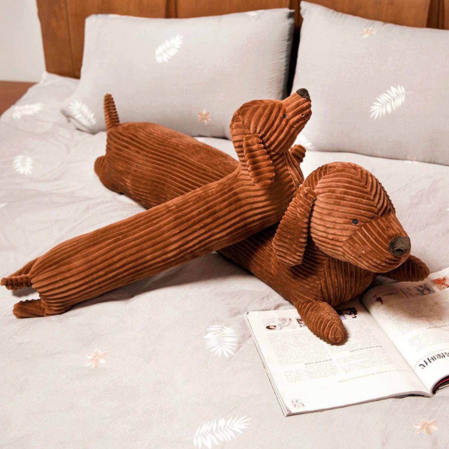 Coussin décoratif long en peluche teckel pour chien - Pour Noël, anniversaire - A - 110 cm