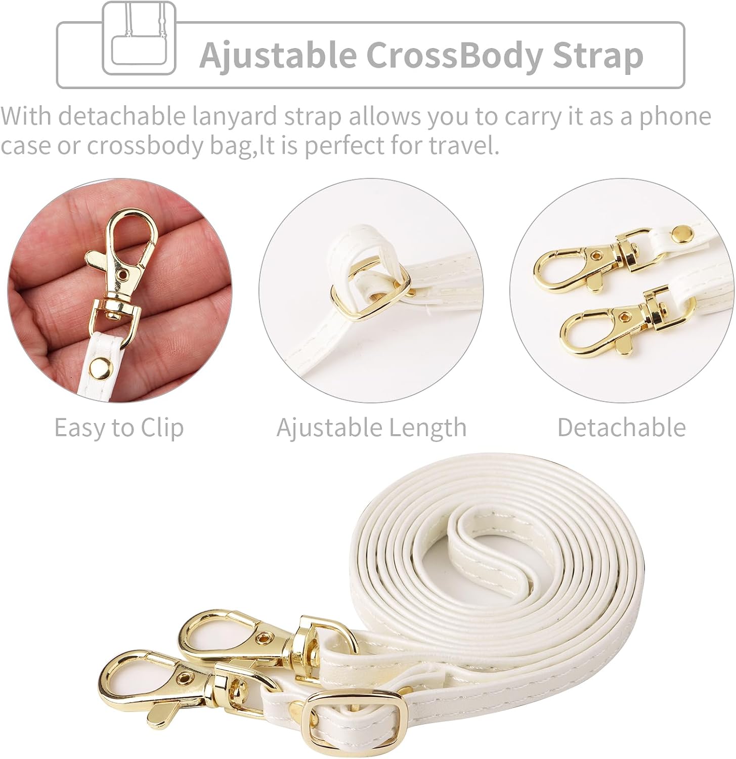 Wallet Case for Motorola Moto G Play 2024 4G with Crossbody Strap Premium PU Leather Card Holder Shockproof Heavy Duty Full Body Accessories Cell Phone Cover for XT2413V XT2413-1 64GB White image 5