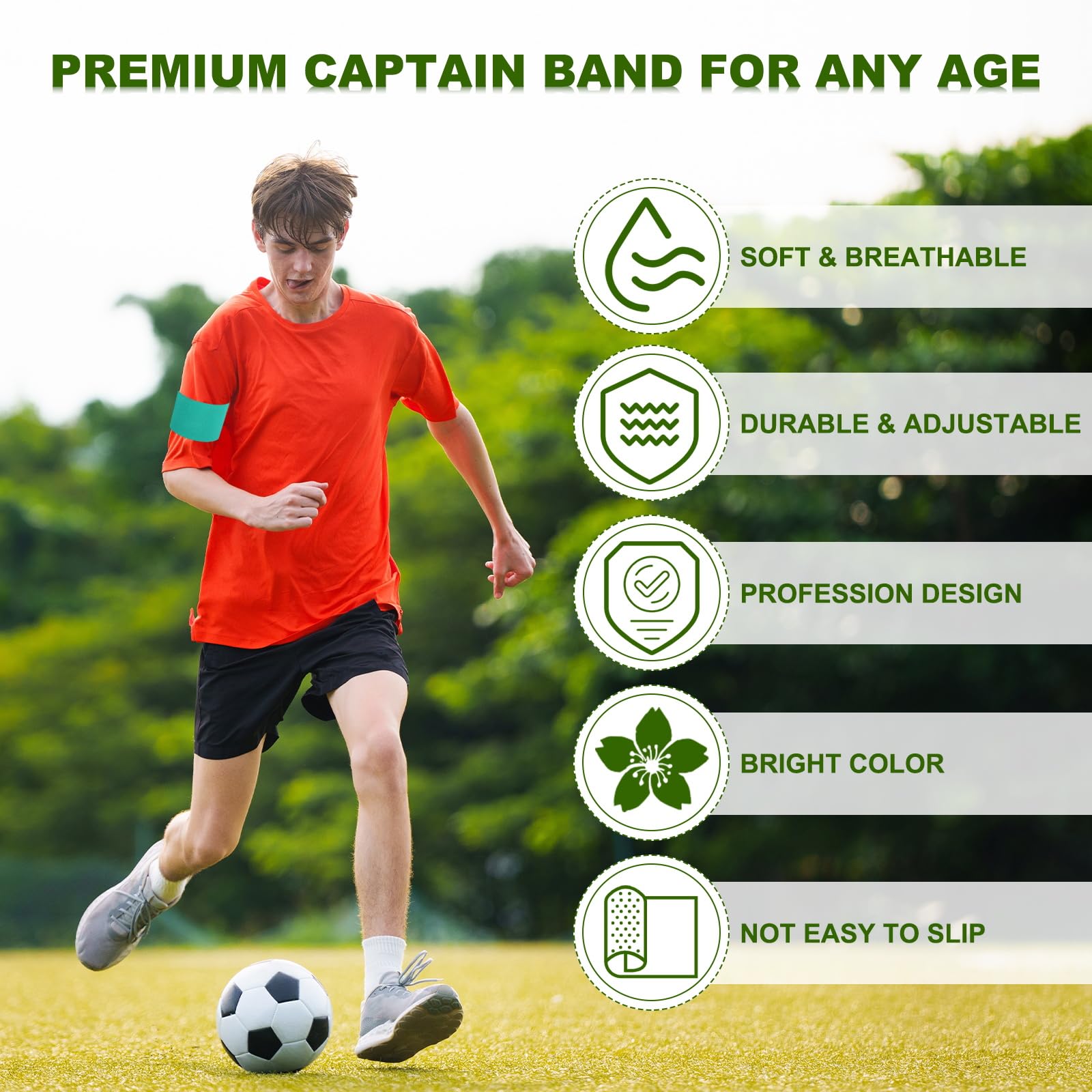 PATIKIL Brassard de Capitaine de Football, 18 pièces Brassardsélastiques pour Le Football Brassardsde Sport pour Jeunes et Adultes Équipe de Football Entraînement Lake Blue