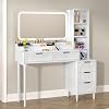 Makeup Vanity Desk with Mirror and Lights, Modern Large Dressing Table with Charging Station,5 Drawers,Side Cabinet for Bedroom