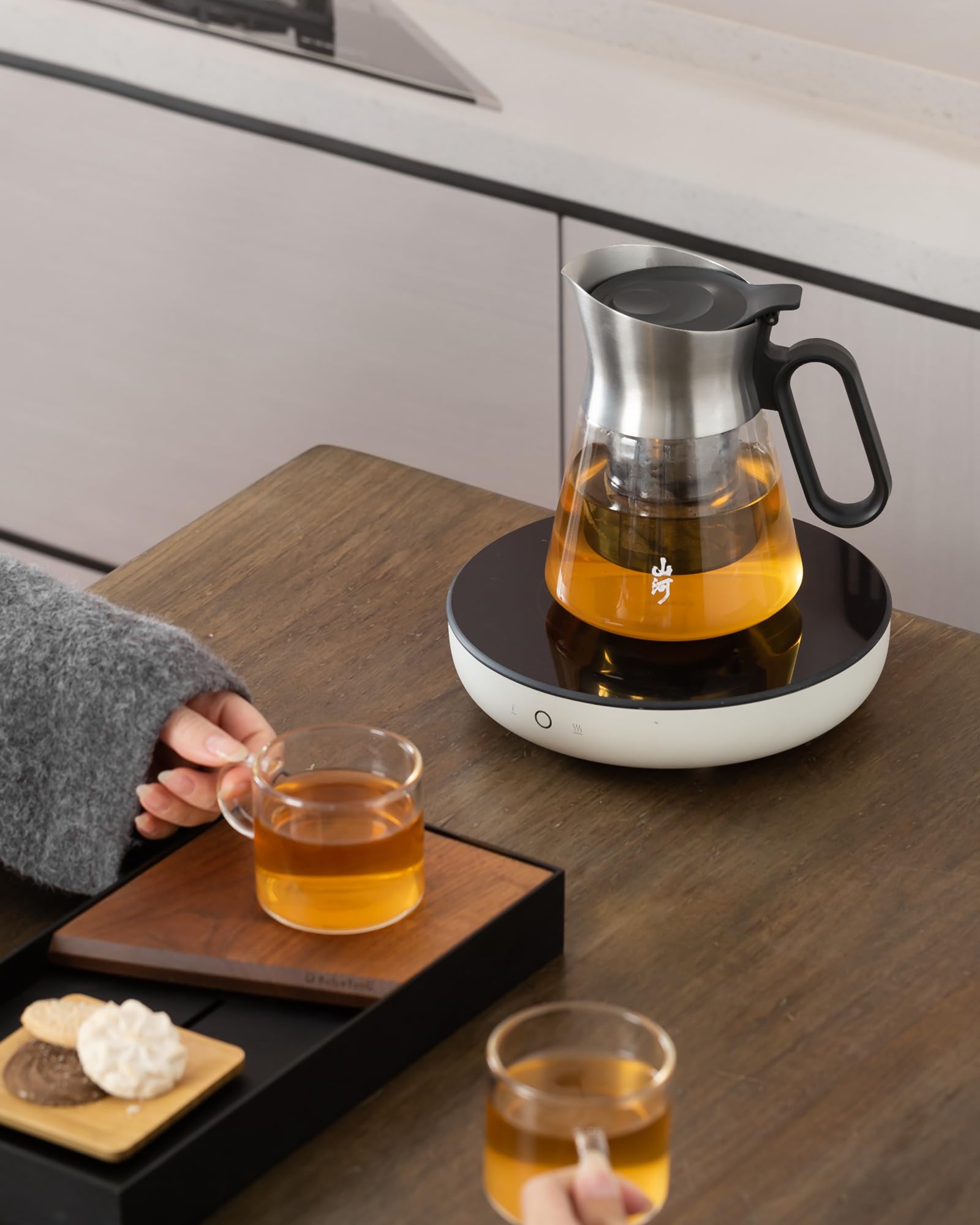 ZENS Design Glas-Teekanne mit Teesieb mit 2 Tassen, 652 ml, kleiner, loser Blätter, steiler Topf mit Edelstahlauslauf für heiße Tee-Diffusoren, ovaler Griff, klares Tee-Ei für Teeliebhaber, Geschenke