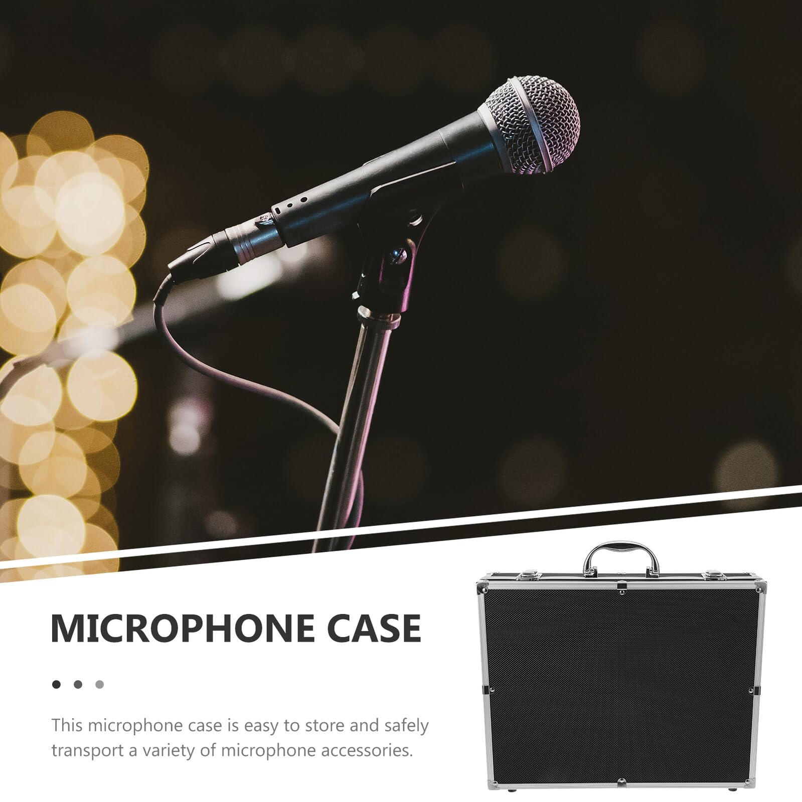 Custodia Rigida Portatile con Manico in Lega di Alluminio per 4 Microfoni Wireless e Schiuma Protettiva per Viaggio