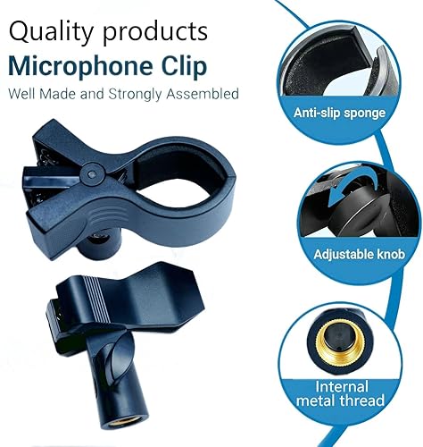 Miniatura 2 de 2 clips universales para micrófono, adecuado para micrófonos de mano y micrófonos de grabación, tamaño ajustable, perilla direccional, interfaz