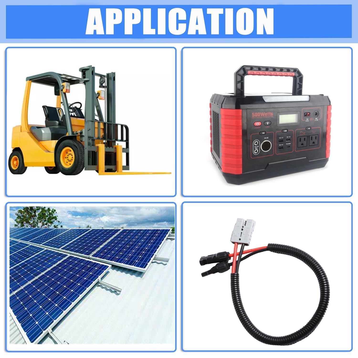 30CM MC4 Anderson Solarstecker Kabel 50A 10AWG 600V Wasserdichter Y Stecker Plug and Play Solarpanel Verlängerungskabel für SolargeneratorTragbare Generatoren Energiespeicher RV