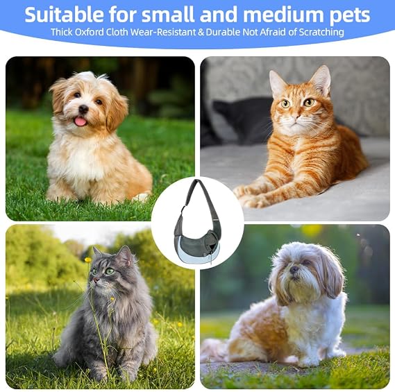 Dog Sling Carrier, Mesh Breathable Puppy Sling with Soft Adjustable Widen Padded Strap, Hand-Free Dog Purse Carriers for Small Dogs Cats, Pet Carrier Backpack for Travel Outdoor, Blue