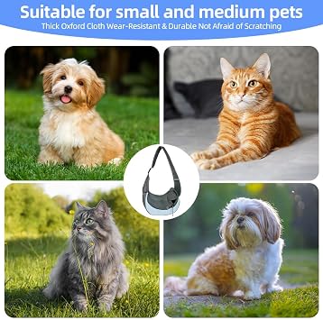 Dog Sling Carrier, Mesh Breathable Puppy Sling with Soft Adjustable Widen Padded Strap, Hand-Free Dog Purse Carriers for Small Dogs Cats, Pet Carrier Backpack for Travel Outdoor, Blue