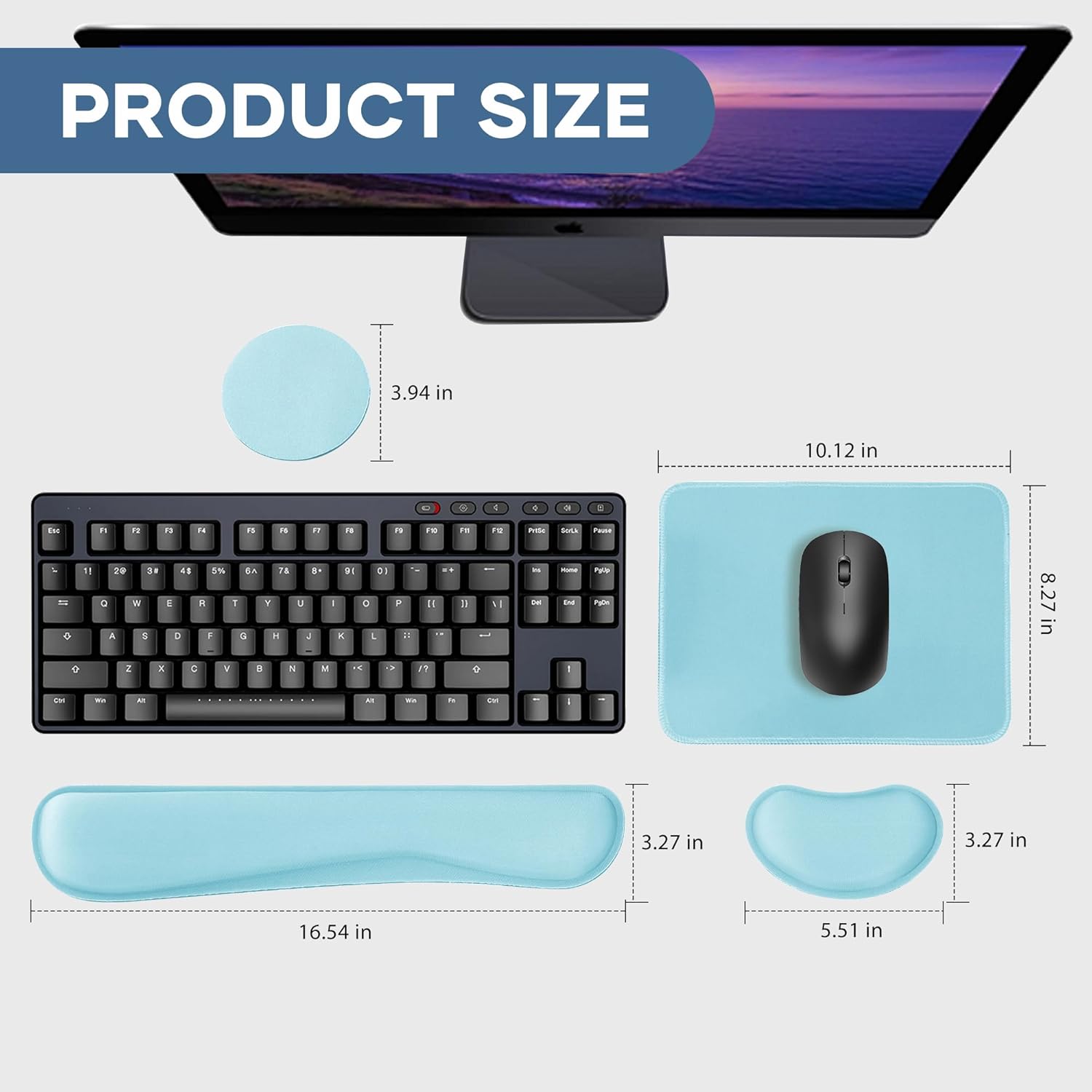 Office Ergonomic Memory Foam Computer Mouse and Keyboard Wrist Rest pad Support Carpal Tunnel, Wrist Rest for Keyboard and Mouse, Wrist Support Set - Image 2