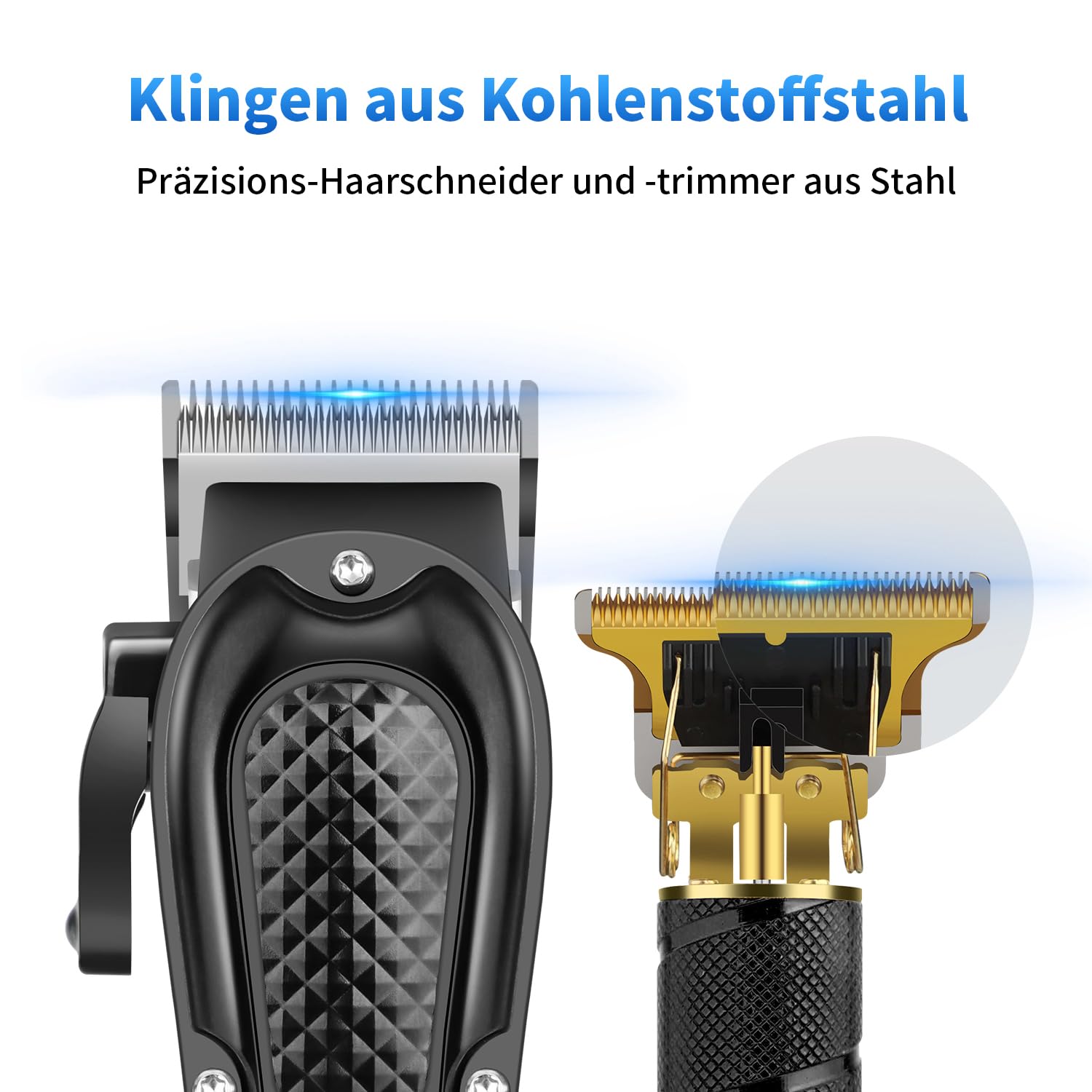 HIENA PRO Profi Haarschneidemaschine Set für Männer, Schnurloses Haarschneider, Barttrimmer, Folienrasierer Set, USB Wiederaufladbares Komplettes Elektrischer Haarschneide-Kit mit 8 Führungskamm