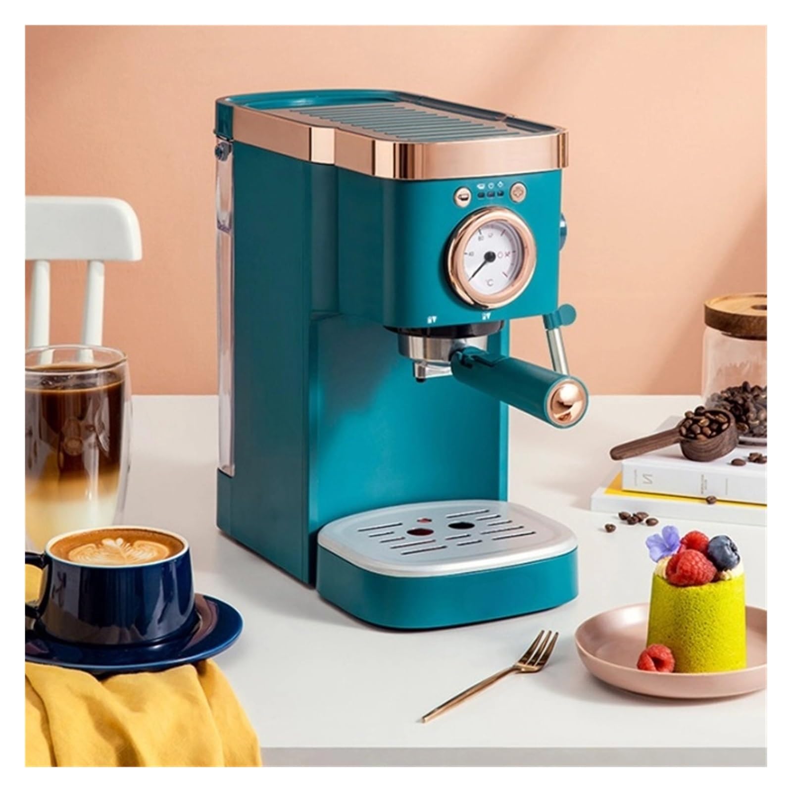 Macchina da caffè Espresso semiautomatica da 1,2 l, per caffè Italiano, Funzione Vapore 20 Bar, per tè al Latte e Vapore (Dimensioni: UK) ()