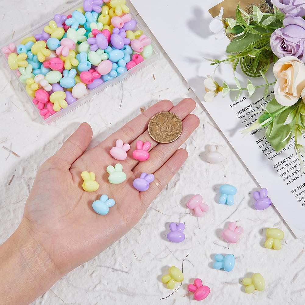 DICOSMETIC 150Pcs Acrylic Rabbit Bead Easter Bunny Bead Opaque Rabbit Head Beads Random Color Animal Beads Small Hole Animal Spacers for DIY Bracelet Necklace Earring Jewelry Making, Hole: 2mm - Image 3