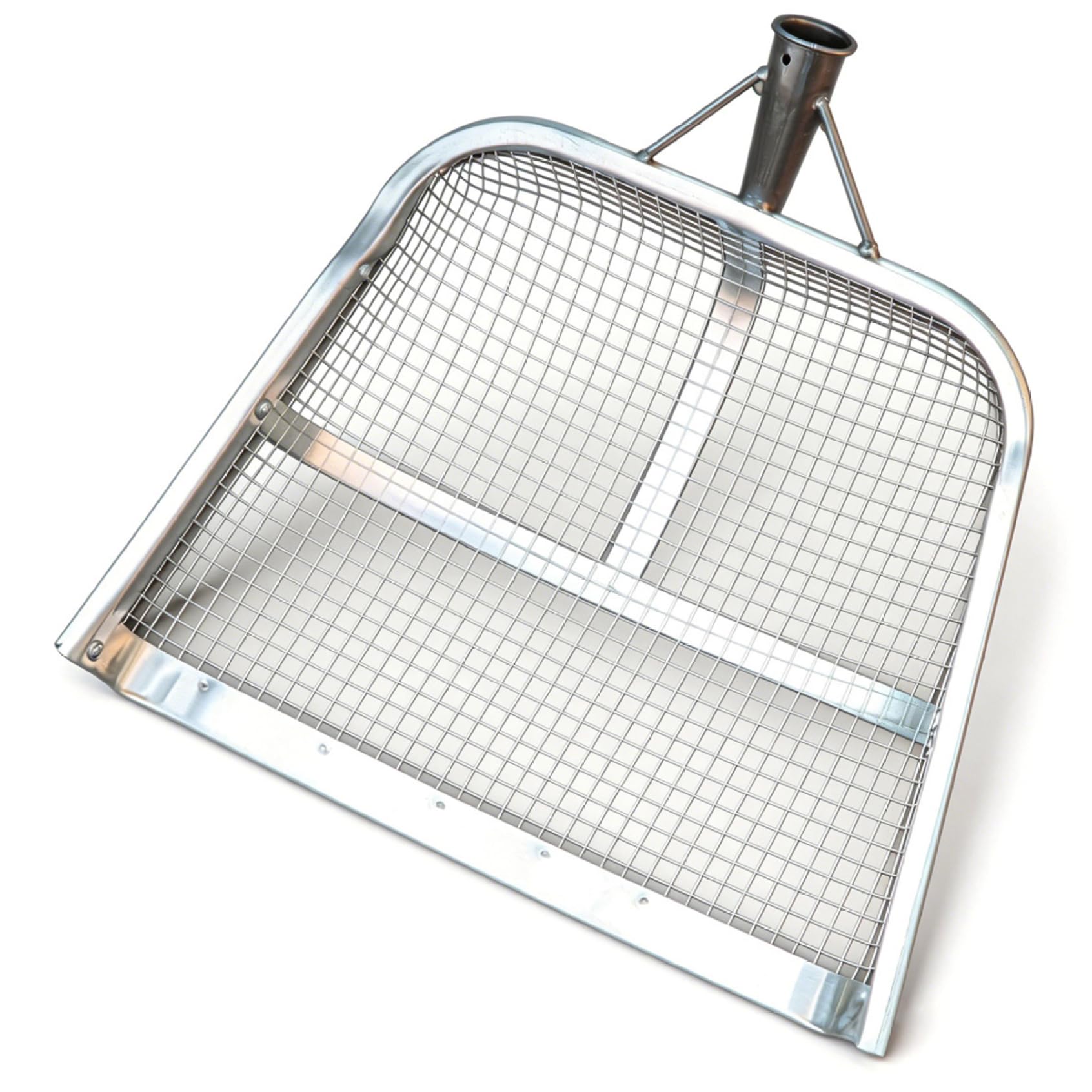 Ameble 18.5x14.2 Inch Heavy Duty Sifting Shovel with 8mm Mesh, Reinforced Sand Sifter Shovel with Welded Frame for Gardening, Soil Sifting, Grain Filtering, Compost