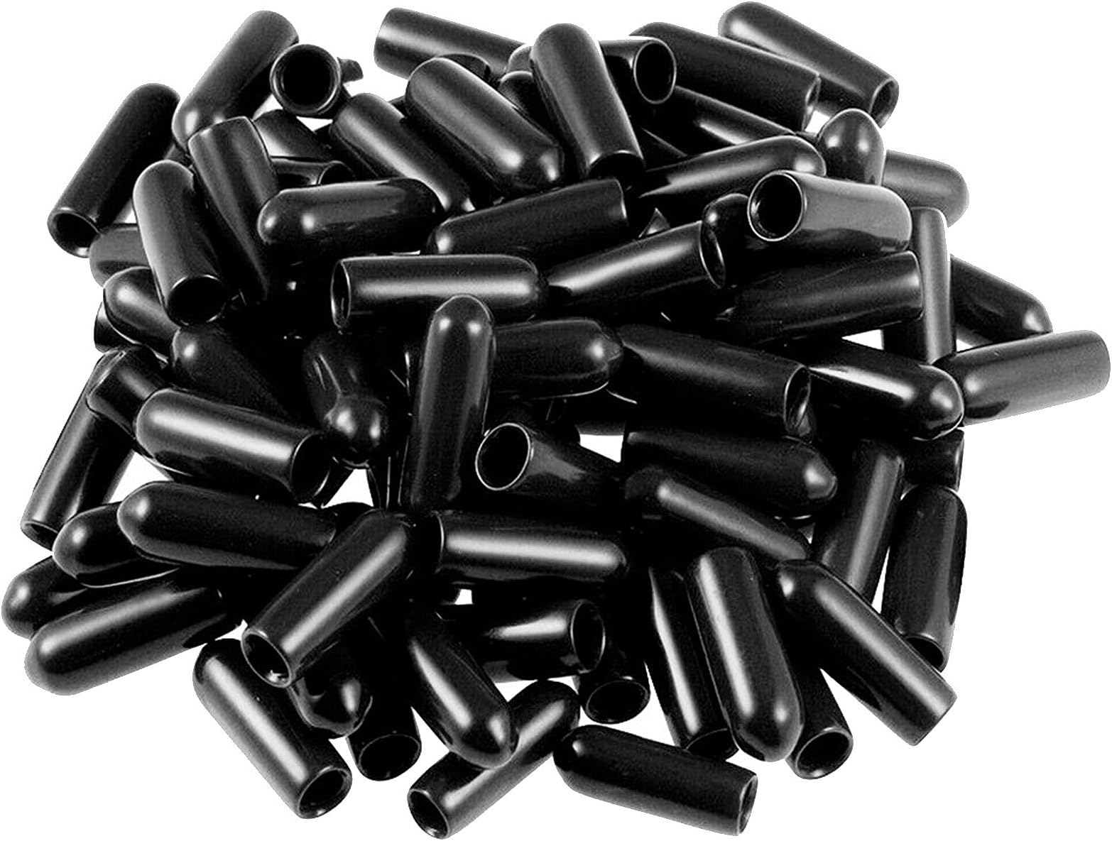 50pcs Screw Thread Protectors 5/16 inch ID Rubber Round End Cap Cover Flexible Tube Caps Tubing Tip, 15 mm Long (Black，Inner Dia 8mm)