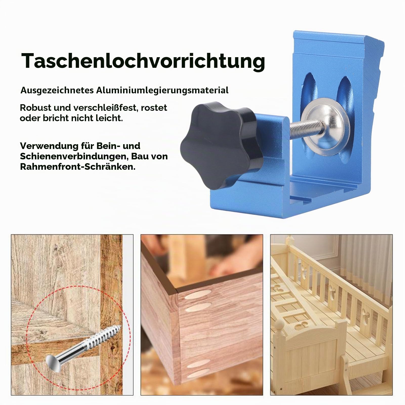 Schrägloch Stanzvorrichtung Set, 46Pcs Pocket Hole Jig Kit Holzarbeit Tasche Dübel Loch Jig + Bohrer + Dübel, Aluminiumlegierung Schrägloch Führungen Gelenk Winkel Werkzeug
