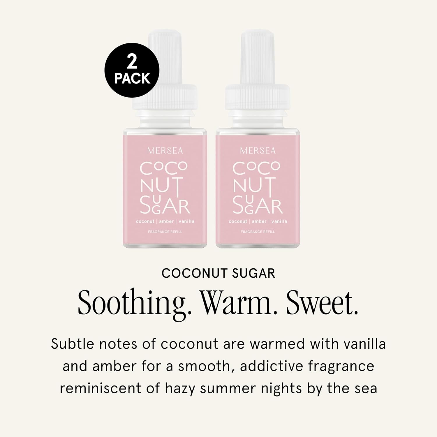 Pura & Mersea Home Scent Refill - Smart Air Diffuser - Up to 120-Hours of Luxury Fragrance per Refill - Home Essential - Clean & Safe Diffuser Fragrance - 2 Pack, Coconut Sugar