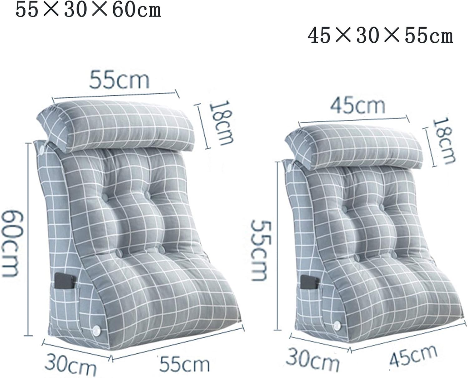 Reading Pillow Bed Rest Pillow Wedge TV Pillow with Adjustable Neck Pillow Backrest Back Support Cushion Adult Back Support for Sitting Up in Bed/Couch for Books Or Gaming (12 55*30*60cm)