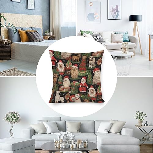 Miniatura 5 de Fundas de cojín grandes para sofá con texto en inglés "I Believe in Santa Paws", fundas de cojín de 20 x 20 pulgadas, decoración rústica de Navidad