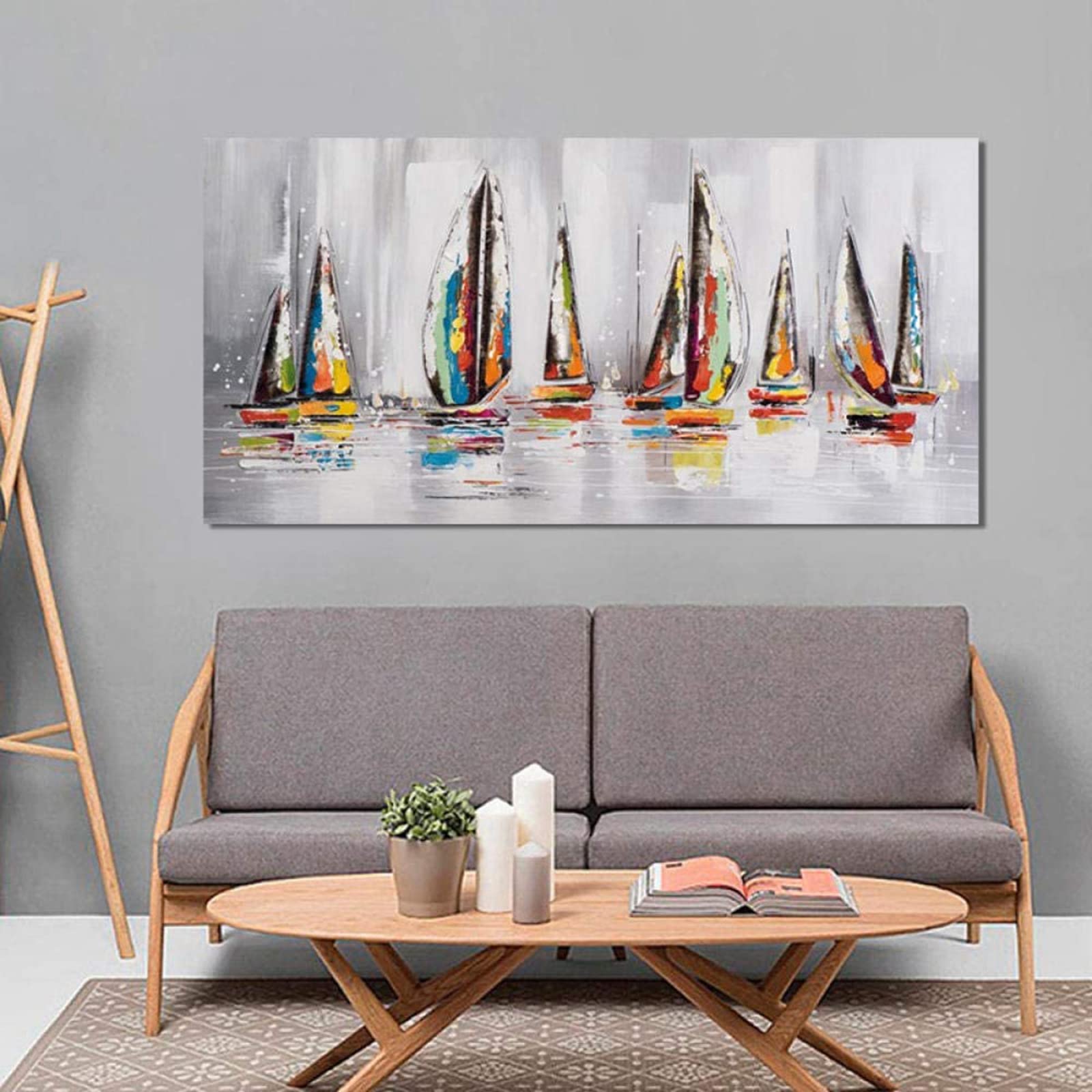 Impression sur toile voilier moderne décoration murale haut rendu 50x100cm