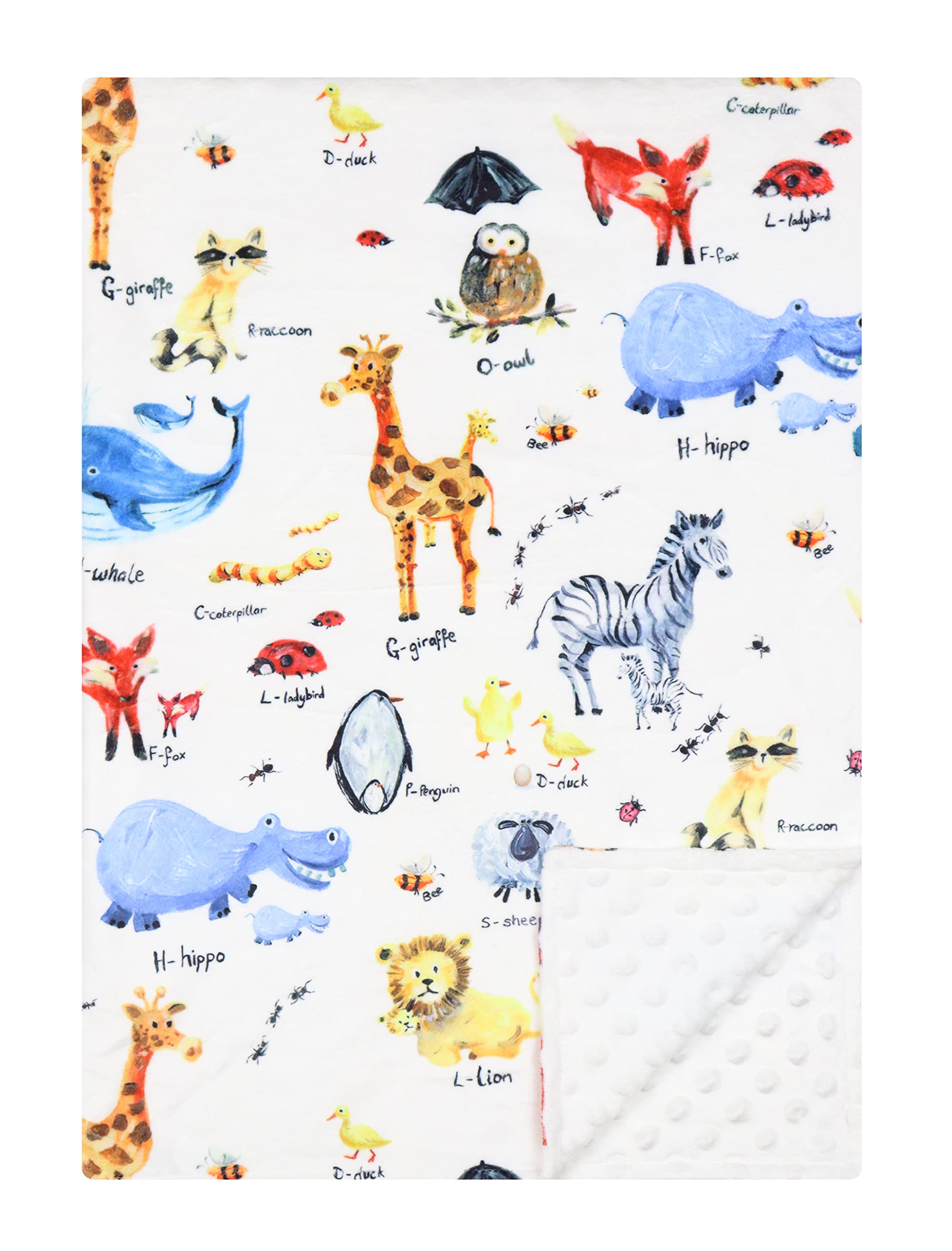 Minky Baby Bed Blanket Newborn Mink Blanket Double Layer with Dotted Backing (Giraffe)