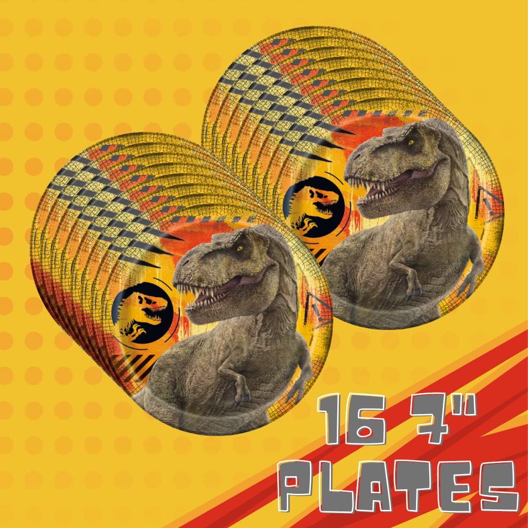 Dinosaur Party! Jurassic World Birthday Party Supplies with Jurassic Park Party Decorations & Jurassic Park Plates and Napkins for Jurassic World Theme Party with Dinosaur Birthday Party Supplies